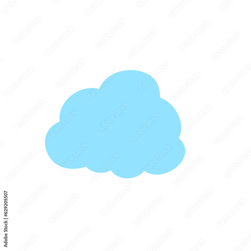 cartoon blue cloud in flat design