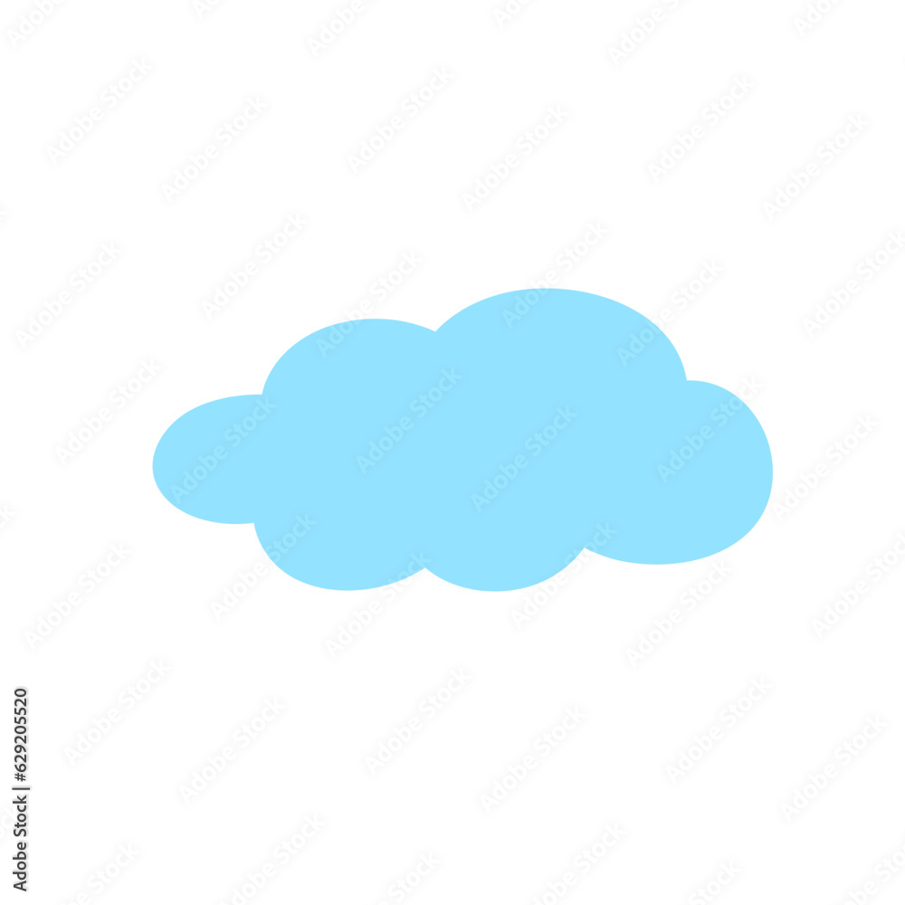 cartoon blue cloud in flat design