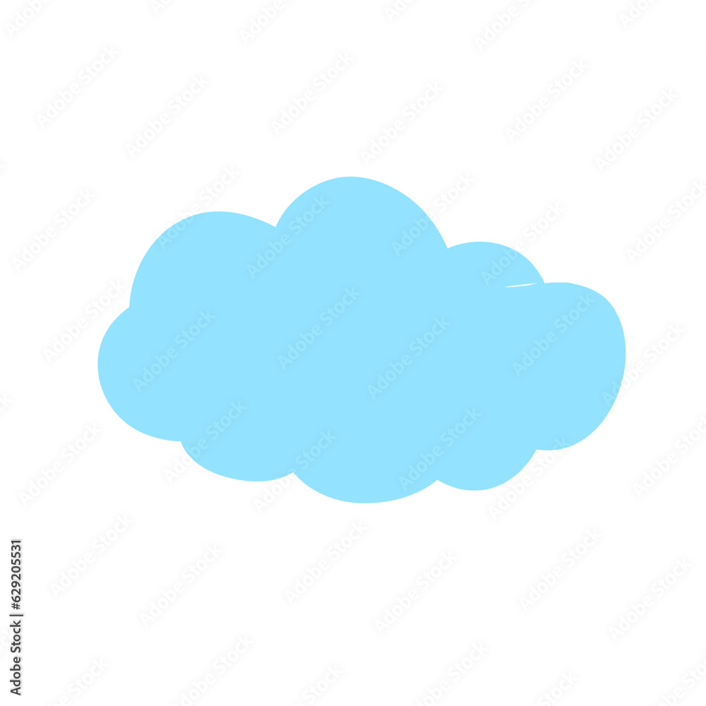 cartoon blue cloud in flat design