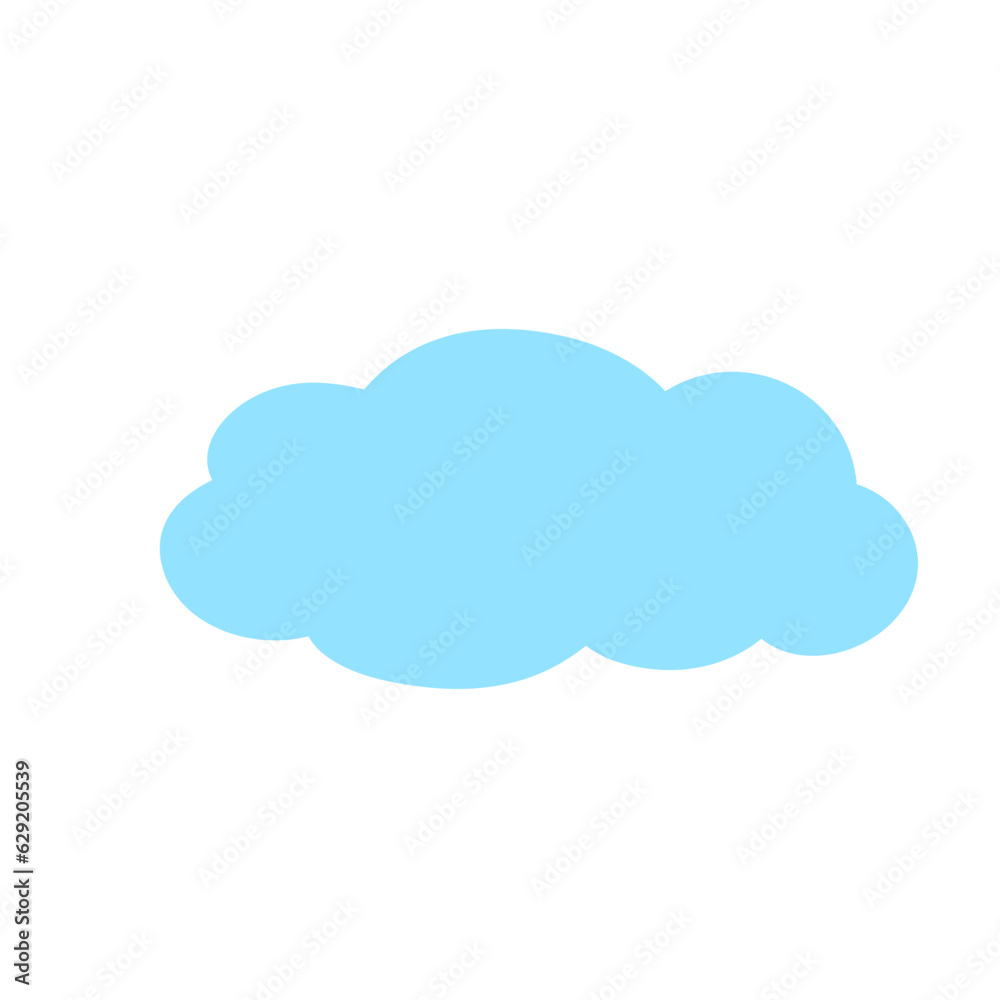 cartoon blue cloud in flat design