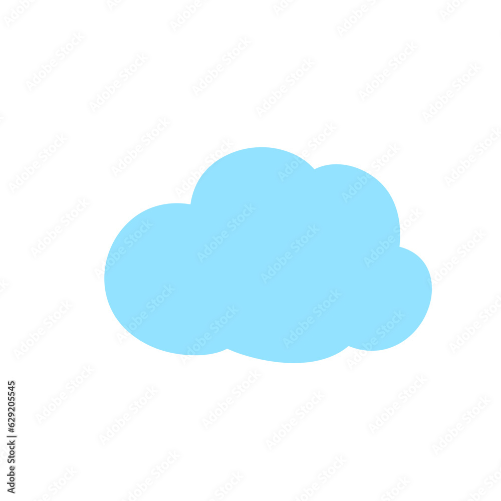 cartoon blue cloud in flat design