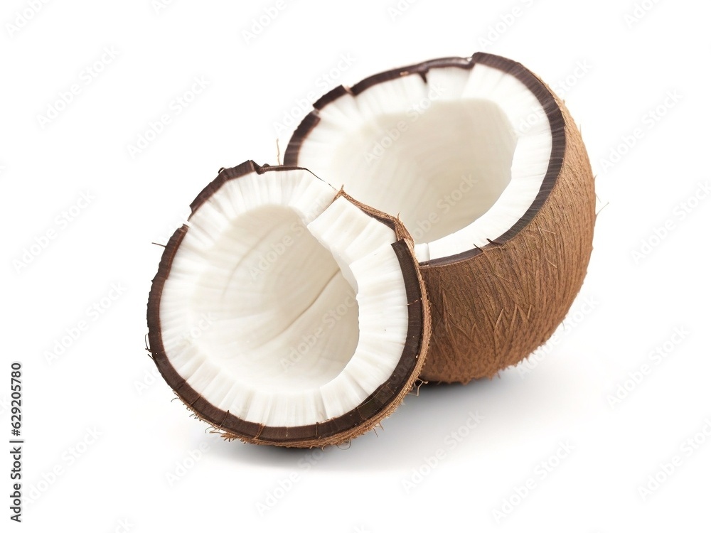 Broken coconut isolated on white Broken coconut isolated on white