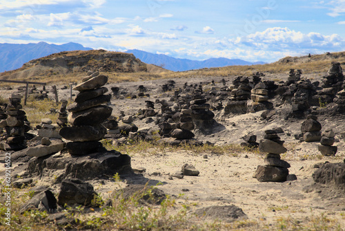 Beautiful towers of rock balance in Tatacoa Desert a Tourism Place in Colombia