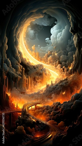 The fire of the night view animation illustration 2d fantasy