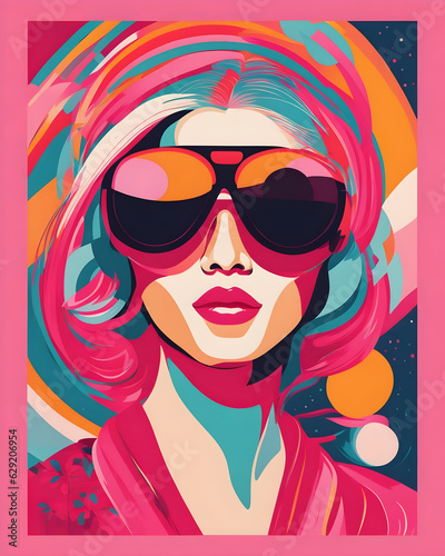 girl with sunglasses in a pink purple shades