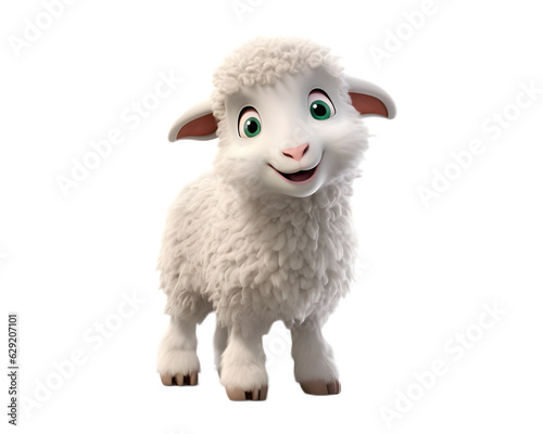 Whimsical 3D Sheep on the Farm Transparent Background Generative Ai