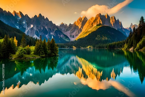 lake in the mountains generated ai © kashif 2158