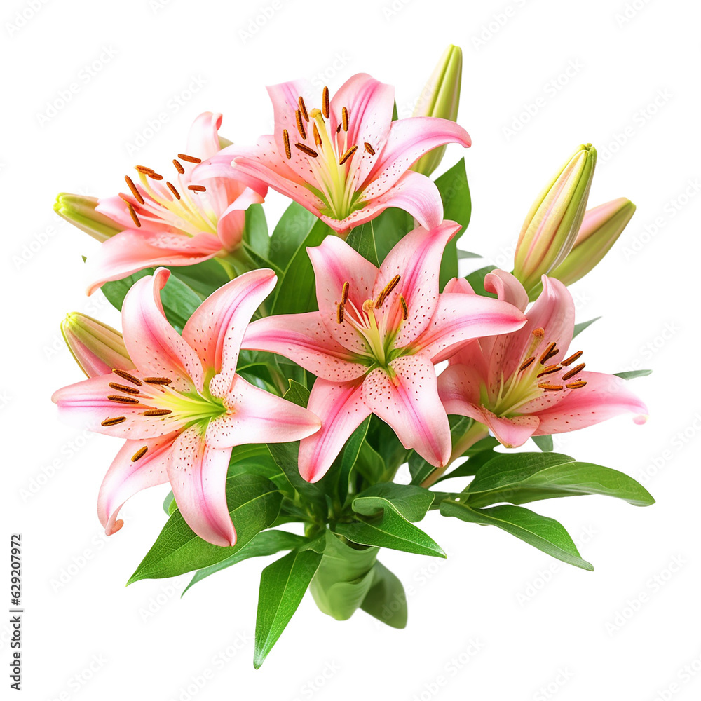  Pink lily flower transparent background