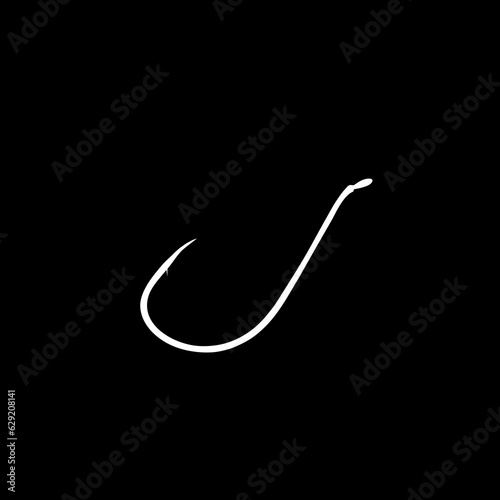 Fish Hook Silhouette for Art Illustration, Icon, Symbol, Apps, Website, Pictogram, Logo Type, or Graphic Design Element. Vector Illustration