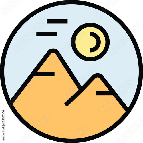 Mountain landscape icon outline vector. Nature forest. Horizon view color flat