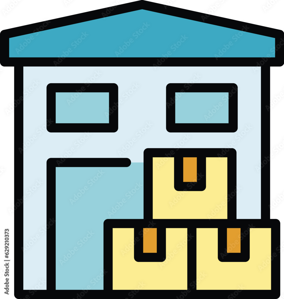 Parcel warehouse icon outline vector. Delivery service. Express order color flat Parcel warehouse icon outline vector. Delivery service. Express order color flat