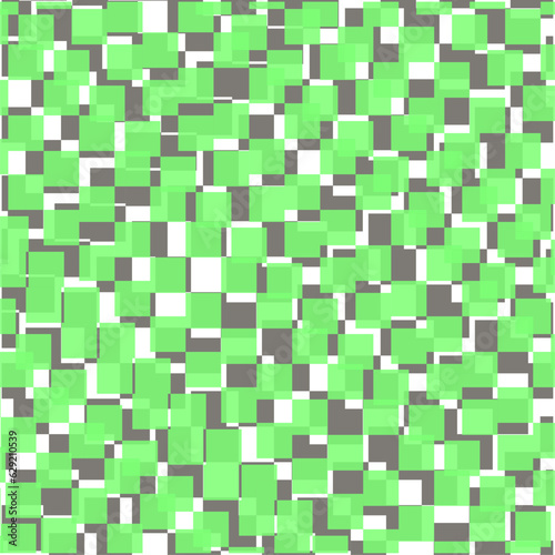 Green small squares lie on top of gray figures.
