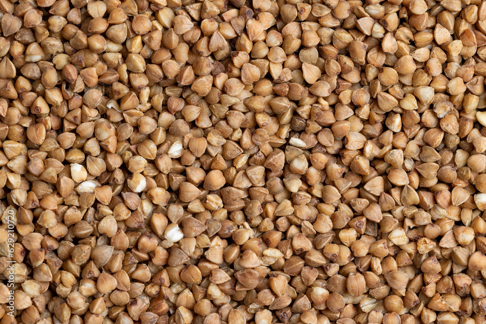 A large amount of roasted buckwheat harvest A large amount of roasted buckwheat harvest