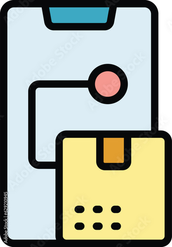 Pick up parcel icon outline vector. Delivery food. Online service color flat