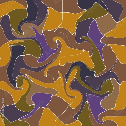seamless pattern with waves. Abstract images flowing like water. Yellow, purple and white line