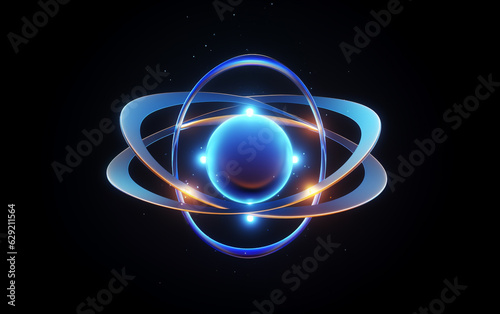 Galactic Fusion  3D Atomic Atom Logo Design