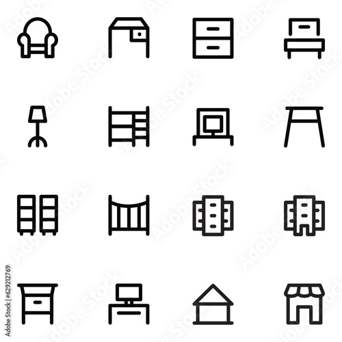 Set of Commercial Real Estate Bold Line Icons