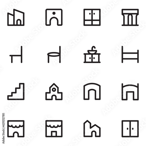 Collection of Estate and Furniture Bold Line Icons