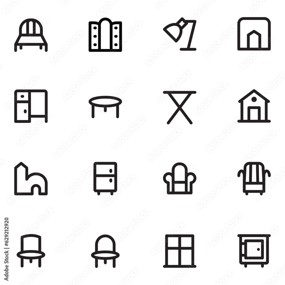 Accommodation and Interior Bold Line Icons
Accommodation and Interior Bold Line Icons
