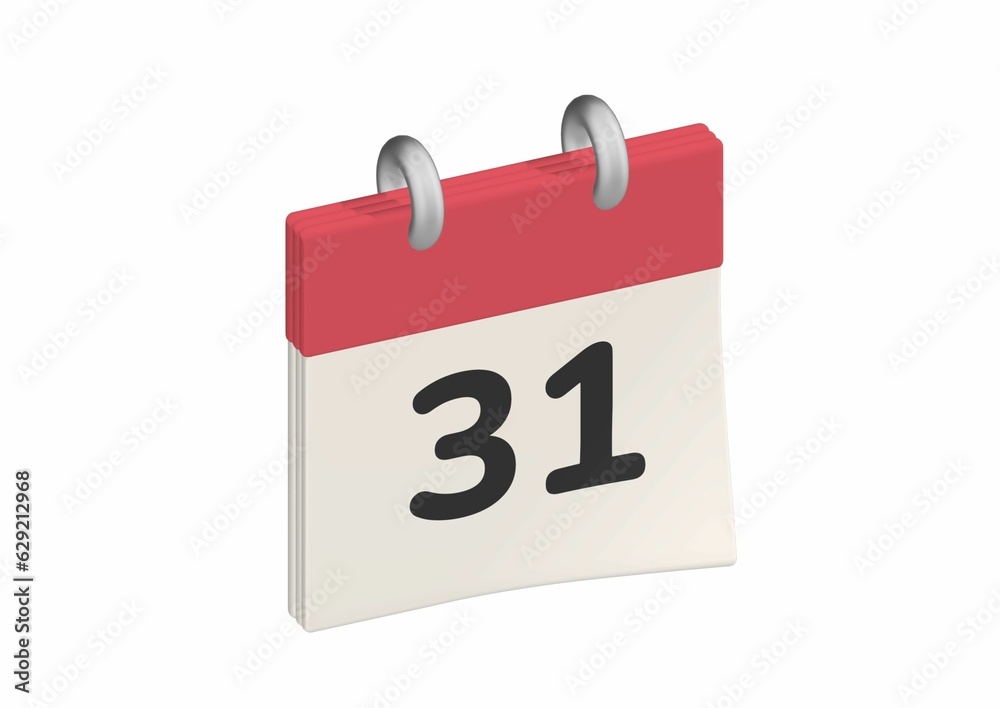 3d rendered calendar with the number 31. 3d rendered calendar with the number 31.