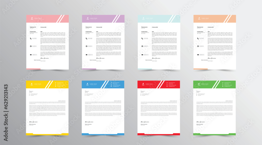 Letterhead Design Template. set Abstract Letterhead Design, Modern Business Letterhead Design Template

