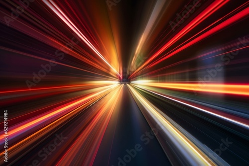 Abstract motion blur of car in tunnel. Concept of speed and motion.