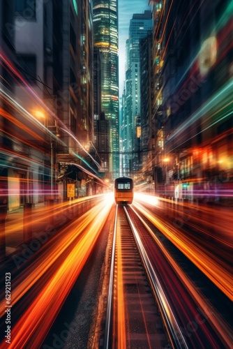 Traffic in Hong Kong city at night. motion blur effect. © Angus.YW