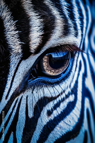 Zebra eye close-up. Animal portrait. 