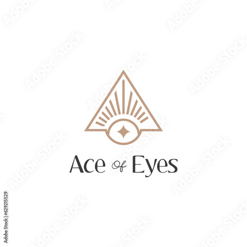 abstract triangle magic eyes logo business vector design template with pyramid, shiny and elegant styles 