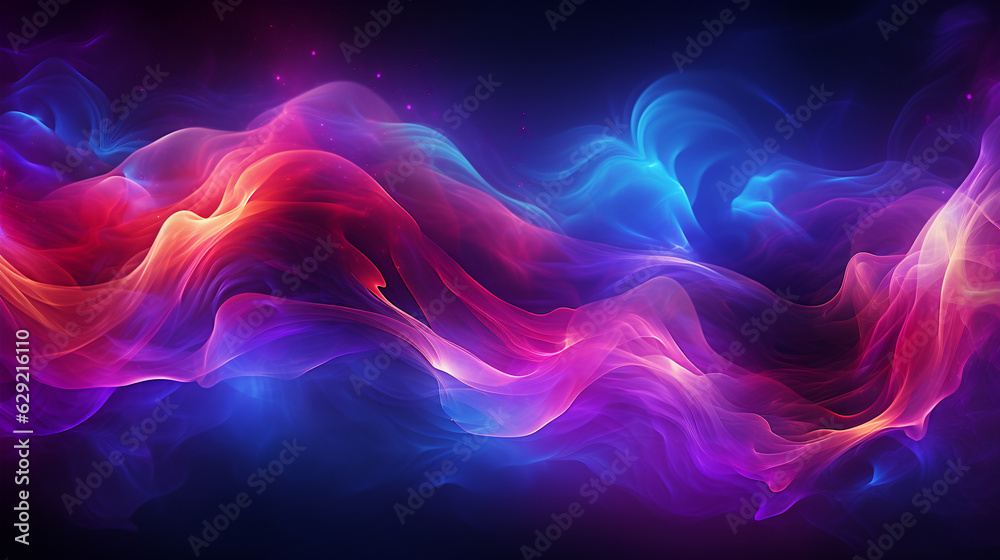 abstract fantasy colorful waves background, generative ai