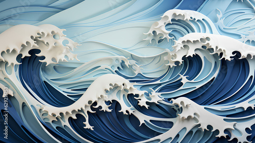  abstract mural background with blue waves 