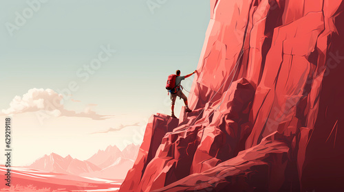 3d minimalist illustration of rock climbing