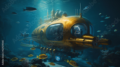 submarine retro futurist Generative AI © Quentin