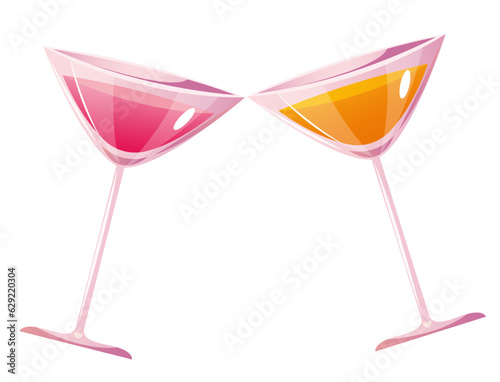 Cocktail glass cheers drink martini party concept. Vector graphic design illustration