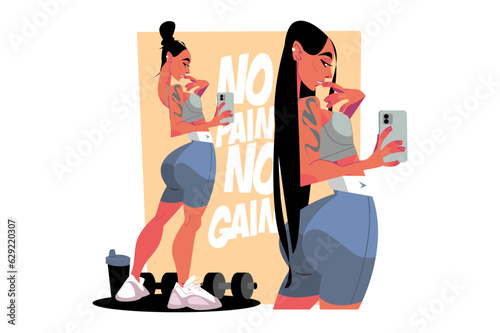 Girl doing selfie in gym
