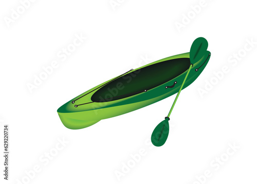 Cartoon canoe in tropical colors. Vector illustration