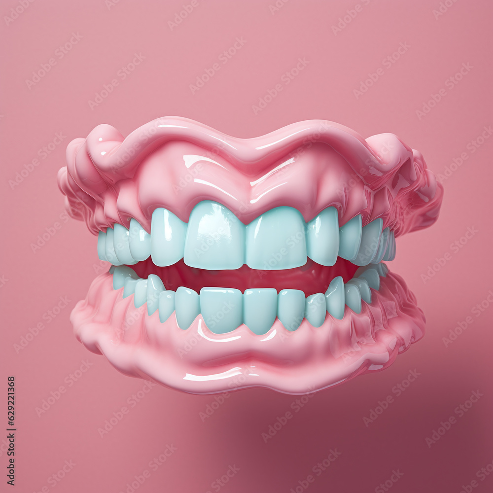 Obraz premium 3d jaw on a pink isolated background
