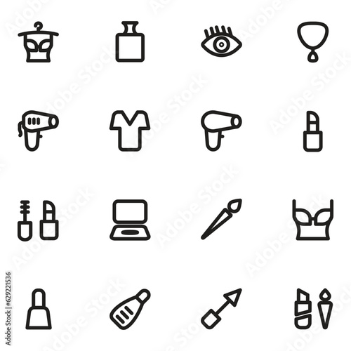 Pack of Makeup Products Bold Line Icons