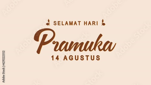 Happy Pramuka Day Animation. Great for Pramuka Day Celebrations, lettering with alpha or transparent background, for banner, social media feed wallpaper stories photo