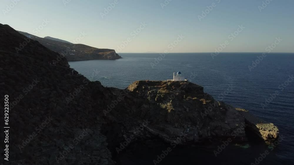 Aerial of the Church of the Seven Martyrs in Siifnos, Greece Aerial of the Church of the Seven Martyrs in Siifnos, Greece