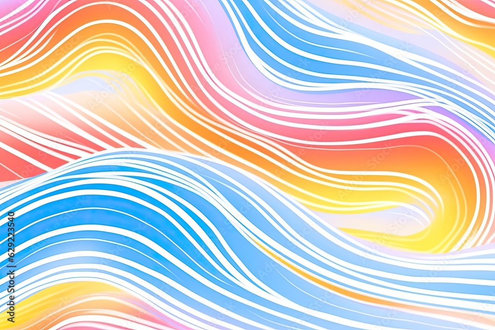Colorful watercolor wave line pattern background. Generative AI