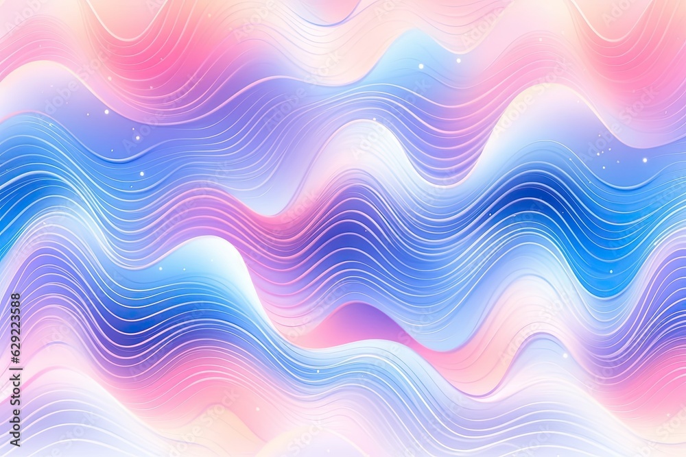Obraz premium Colorful watercolor wave line pattern background. Generative AI