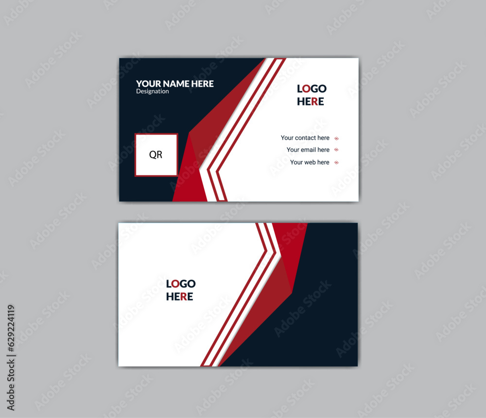 modern, minimalist, print ready corporate 
simple business card template, Creative and professional business card design. Red and dark blue color business card design.