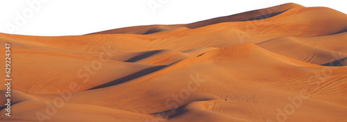 sand dunes in the desert. desert isolated on white background. Dunes of Sahara desert isolated on white background
