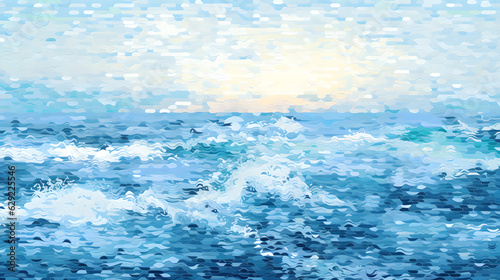 pixelated impressionism seascape Generative AI © Quentin