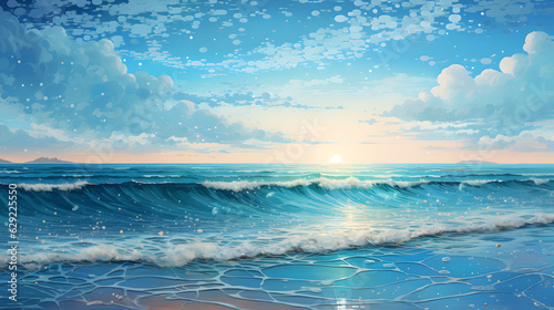 pixelated impressionism seascape Generative AI