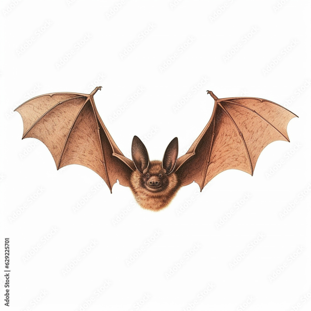 Naklejka premium Vintage bat on halloween, hand draw illustration