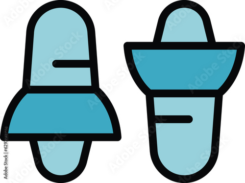 Earplugs reduction icon outline vector. Noise auditory. Listen protection color flat