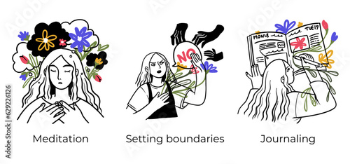 Mental health and psychology concept llustrations. Overwhelming and trapped feelings, intrusive thoughts. Visual Stories Collection.