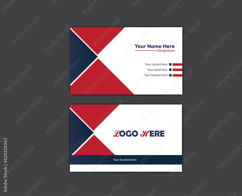 red and blue abstract unique Professional, modern, creative simple and clean business card design.